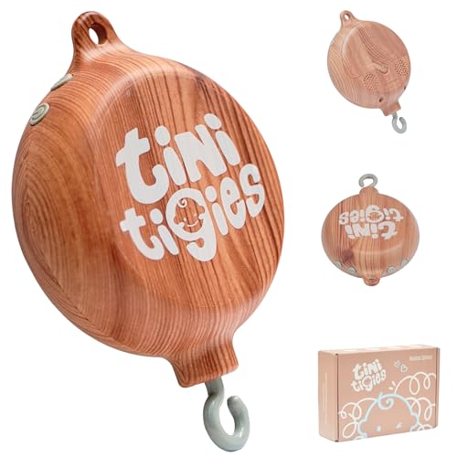 TINITIGIES Crib Mobile Motor - Baby Mobile Music Box with 3 Modes (Turn & Music Turn Only Music Only) Plays 12 Piano Lullabies (30 Min Auto Off) - Holder for DIY Clamp Mobile