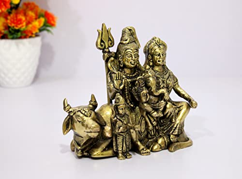 Image of ESPLANADE Brass Shiv Pariwar - Shiva Family - Shiv Parvati Shiva Bholenath Shankar Ganesha Nandi Murti Moorti Idol Statue Sculpture - 5.5 inch Inches
