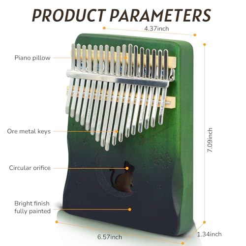 Image of 17 Key Kalimba Thumb Piano, Mbira Instrument,Musical Gift for Kids & Adults
