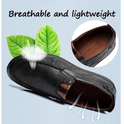 Mens Lightweight Genuine Leather Casual Business Slip on Shoes, Mens Casual Driving Shoes Leather Loafers Slip Ons Outdoor Dress Boat Comfortable Walking Flats3