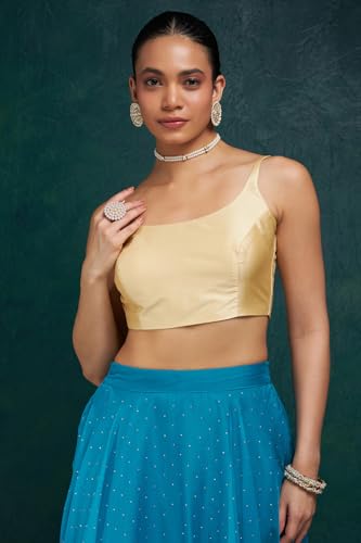 Image of Soch Womens Taffeta Solid Sleeveless Padded Blouse