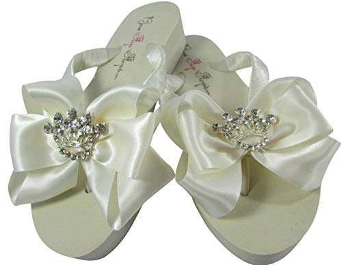 Princess Crown Bow Bridal Flip Flops, Bride & Bridesmaid Princess Crown Bow Bridal Flip Flops, Bride & Bridesmaid