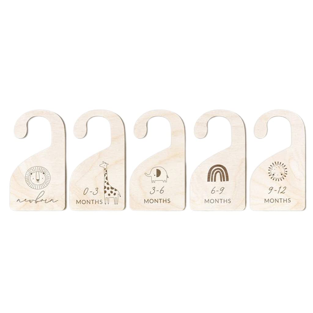 YROHGKPN Closet Size Dividers Baby Closet Organizer Basswood Baby Dividers 0-12 Months for Nursery Decoration Nursery Organizers and Storage Set Tags Hanging for Girls