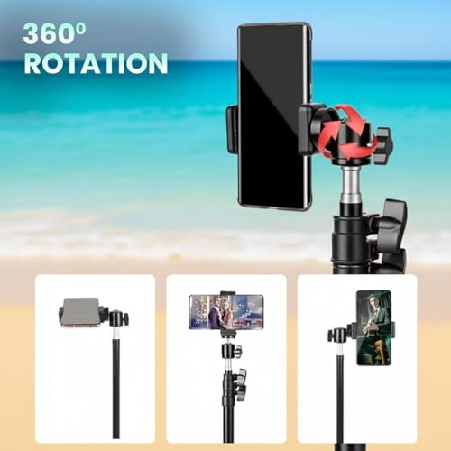 Image of Kratos Premium 84 Inch (7 feet) Tripod Stand, Adjustable and Portable Design with Mobile Clip Holder Perfect for Ring Light, Photography, Videography & Live Streaming, Compatible with All Mobiles