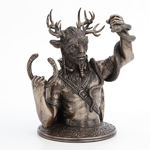 Busto escultura Cernunnos dios cornudo bronce resina 8.6 in miniatura 6