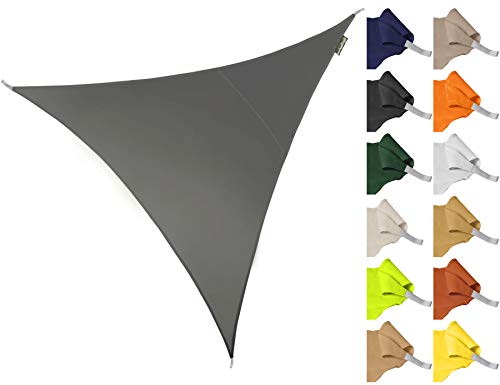 Kookaburra 3m Triangle Water Resistant Garden Patio Sun Shade Sail Canopy 96.5% UV Block with Free Rope (Charcoal)