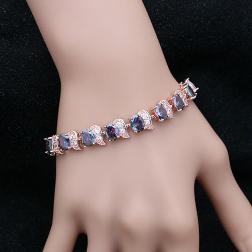 Image of LMXXVJ Fashion Tennis Bracelet Created Emerald White Gold Plated Charm Bracelet Gifts Jewelry for Women