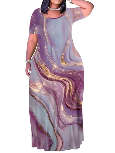 Image of Plus Size Maxi Dresses for Curvy Women T-Shirt Summer Sun Dresses Loose Fit