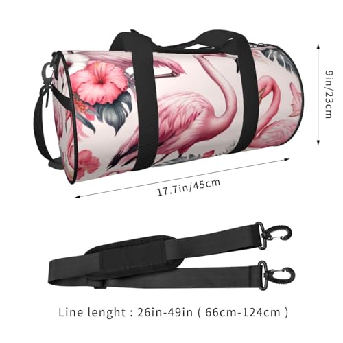 Sports Duffel Bag Flamingos-Hibiscus-Pattern Foldable Travel Tote Bag Weekender Sleepover Carry On Bag2