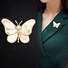 Wendalern Broche Papillon Perle Or Broche Papillon Émail Broche Papillon Perle Blanche Broche Insecte Broche Banquet Mariage Broche Corsage Bijoux Pour Femmes Et Filles #1
