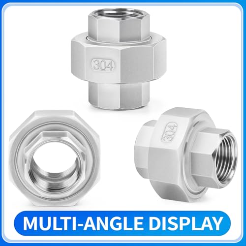 Image of ChillWaves 304 Stainless Steel Cast Pipe Fitting, Union，1-1 /4 inch NPT Female Thread Adapter(1-PACK)