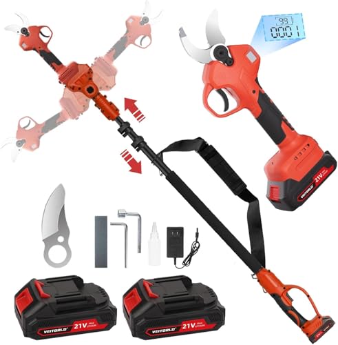 Veitorld Astschere Teleskop, 40MM Akku Gartenschere mit Abnehmbaren...
