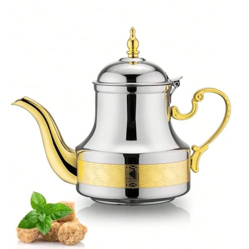 Moroccan Teapot 1.2L Arabic Style Stainless Steel Teapot Teapot Moroccan Tea Service Traditional Religious Style Tea Kettles
