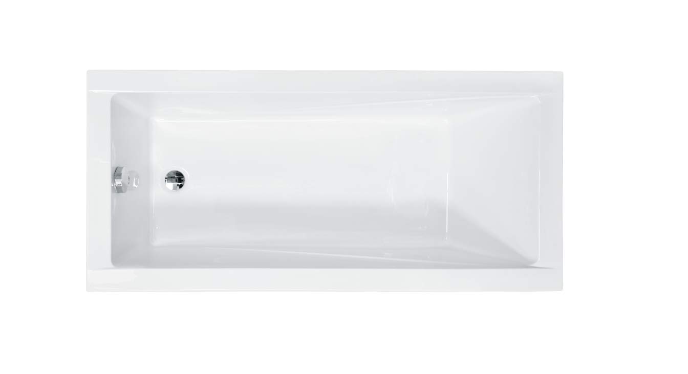 vbchome bañera acrílico Juego Bañera portador Sifón bañera rectángulo blanco diseño Modern poliestireno portador desagüe en cromo Viega Simplex, Blanco