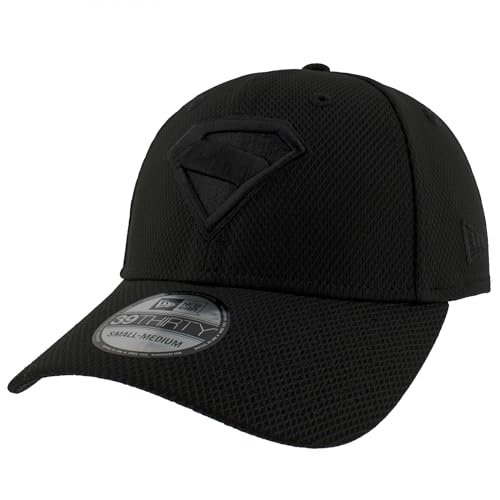 New Era Superman (2025 Movie) Logo Black on Black 39Thirty Fitted Hat (US Alpha Large X-Large Black)