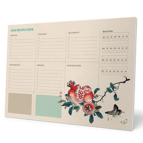Planificador semanal A4 Japanese - Weekly planner : Planner Sin Fecha en Aleman - Organizador semanal escritorio [54 págs. con Alto Gramaje]