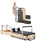 VEVOR VEVOR Foldable Pilates Reformer, Wooden Pilates Workout Machine for Home Gym Studio Use, Pilates Bed with Dual Res