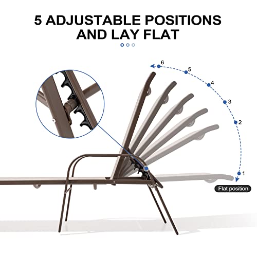 Crestlive Products Aluminum Chaise Lounge Chair, Adjustable Outdoor Recliner With Armrests Outside Sun Tanning Lounger, All Weather For Patio, Poolside, Deck, Backyard, Set Of 2 (Beige) #TOP5