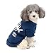 Zunea Small Dog Pullover Sweater Puppy Knitted Clothes Winter Warm Knitwear Coat Soft Cotton Pet Cat Apparels Blue XL
