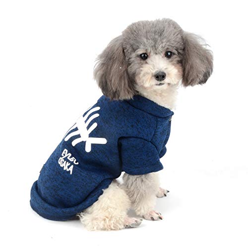 Zunea Small Dog Pullover Sweater Puppy Knitted Clothes Winter Warm Knitwear Coat Soft Cotton Pet Cat Apparels Blue M
