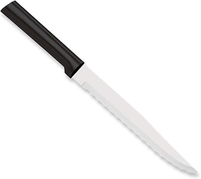Rada Cutlery Serrated Slicer Knife W238, 7" Stainless Steel Serrated Blade, Black Handle, Pack of 2