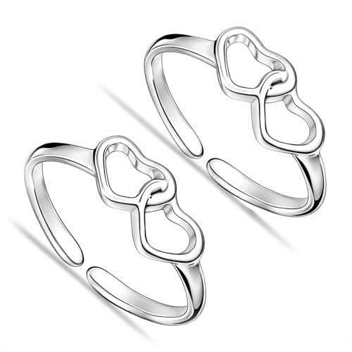 Image of TRUESILVER ACPL 925 Sterling Silver Toe Rings for Women (Adjustable) BIS Hallmarked Multi-Design Bichiya | Pure Chandi Foot Jewelry | Gift for Mom, Anniversary, Birthday, Wedding