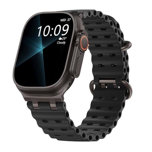 TiMOVO Ocean Band Compatible with Apple Watch Ultra 3/2/1 49mm Upgraded Metal Connector Breathable Sport Watch Strap for Men Women Black/Black