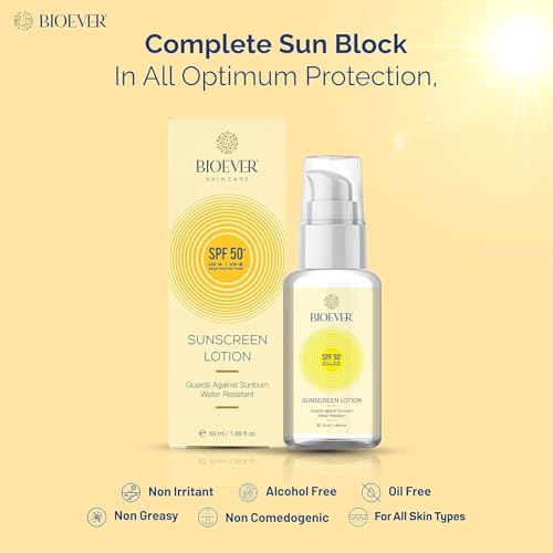 Image of hydrating Sunscreen lotion | SPF 50 PA+++ | UV-A & UV-B High Protection| Water Resistant | Ultra Light , Aloe Vera extract , Zinc oxide & Aquaxy | For Women & Men | No White Cast , non comedogenic & oil free | All Skin Types - 50ML