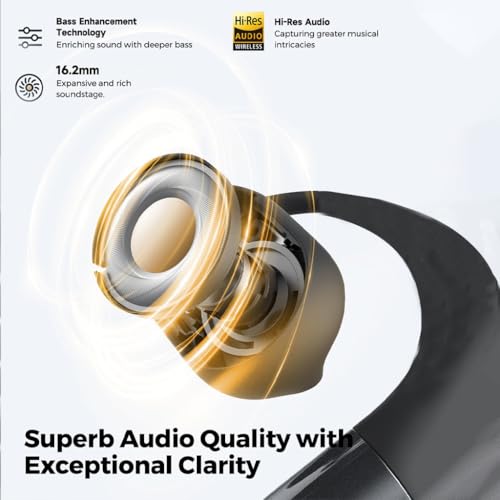 Image of Concept Kart Sound peats Gofree 2+ Wireless Open Ear Earphone True Wireless with 39hrs Playtime, Dual ENC Mic, Gaming Mode, App Control, Bluetooth 5.3 Type C Fast Charging, IPX5 Waterproof (Black)