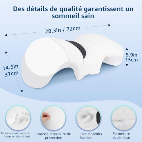 Oreiller couple mousse à mémoire HOMCA confort ergonomique supérieur - 5