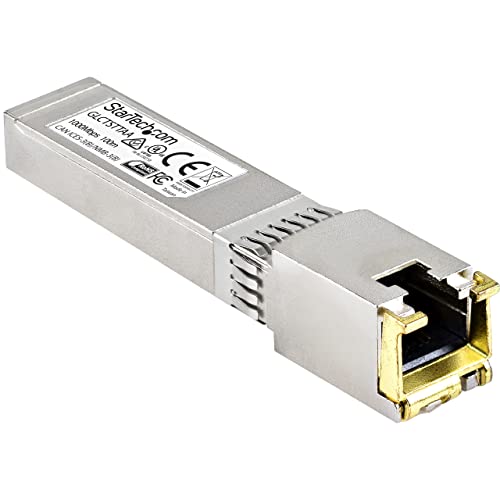Image of StarTech Cisco GLC-T Compatible SFP Module, 1000BASE-T, TAA (GLCTSTTAA) | 1GE Gigabit Ethernet SFP, SFP to RJ45 Cat6 /Cat5e, RJ-45 100m, Cisco Firepower, ASR920, IE2000