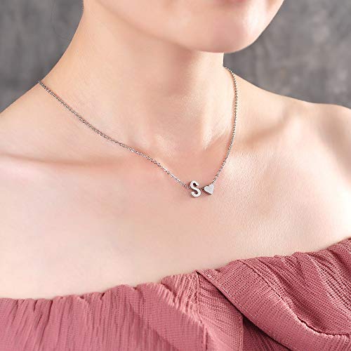 Tiny Gold Heart Initial Necklace Dainty Silver Heart Letter A-Z Necklace Personalized Monogram Name Necklaces Birthday Gifts for Women Jewelry4