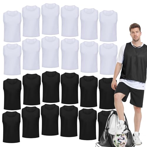 Image of 12 /24 /48Pcs Soccer Pinnies Youth, Scrimmage Team Practice Vests | Mesh Printed and Unprinted Numbers Team Pennies for Basketball Soccer Football Bibs Adults Kids