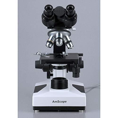 Amscope B490A-50P100S 1600X Biological Compound Binocular Microscope + 50 Slides + 100 Coverslips thumb #3