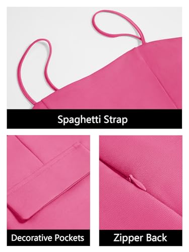 Image of Wenrine Womens Sleeveless Mini Dress Summer Spaghetti Strap Zipper Back Slim Fit Party A Line Dresses