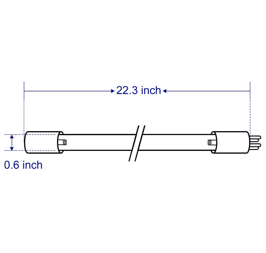 HQUA-OWS-6L 25W Germicidal Tube, 4-Pin Base, Water Purifier Replacement Source for 6 GPM Water Disinfection System, 2 Pack