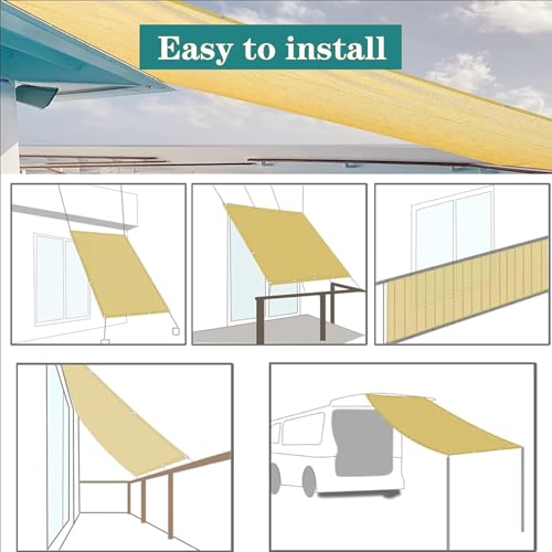 Voile d'ombrage 2 x 4.2 m en polyester jaune sable pour terrasse