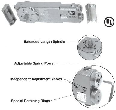 CRL Adjustable Spring Power 90 Degree Hold Open 3/4" Long Spindle Overhead Concealed Door Closer - Body Only