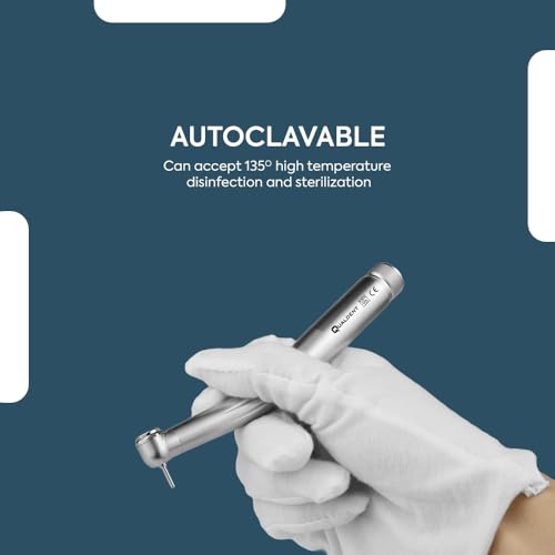 Image of Qualdent Turbine Pro Mini Head Non-LED Dental Air Rotor Handpiece | Ceramic Bearings | Push Button Chuck | Borden 2 Hole | Single Water Spray | Stainless Steel Body | Autoclavable up to 135C
