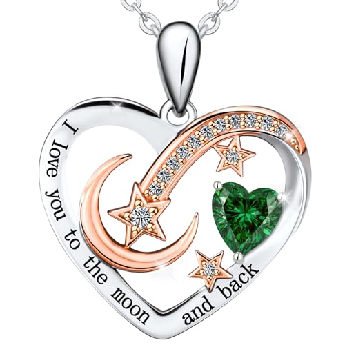 ALIANN May Birthstone Moon Necklace