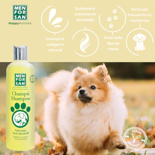 MENFORSAN Anti-Schuppen-Shampoo für Hunde | Bekämpft Schuppen und Hautschuppung | Zitrone | Weiches und glänzendes Fell | Reinigende und tonisierende Wirkung | 300 ml