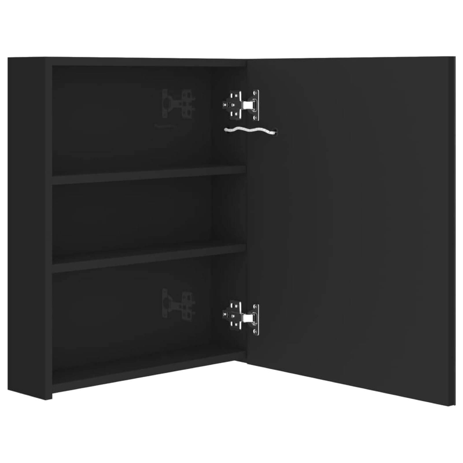 ATOMSTACK MAKER Spiegelschrank Bad, 50x60 cm, glänzend schwarz, MDF+Glas, 3 Ablagen, sanftes Licht für Make-up & Rasur, USB-Stromversorgung (5 V, Netzteil Nicht inkl.)