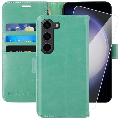 Funda Samsung Galaxy S23 de piel con ranura para tarjetas en verde menta