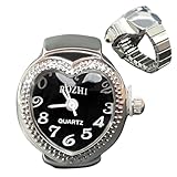 Reloj de anillo de dedo vintage, reloj de anillo redondo con forma de corazón, creativo en forma de corazón, dedo analógico redondo para mujeres y hombres, negro, Refer to description, Unisex