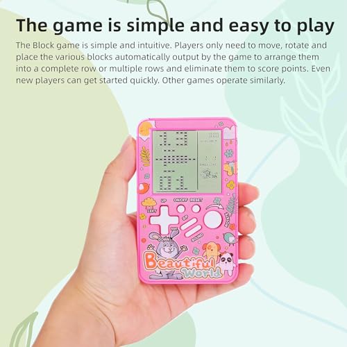 CZT Poket block game console Built-in multiple classic Retro brick games Electronic Handheld Student game machine Game player Portable gaming device kids girls (Blue) - Image 3