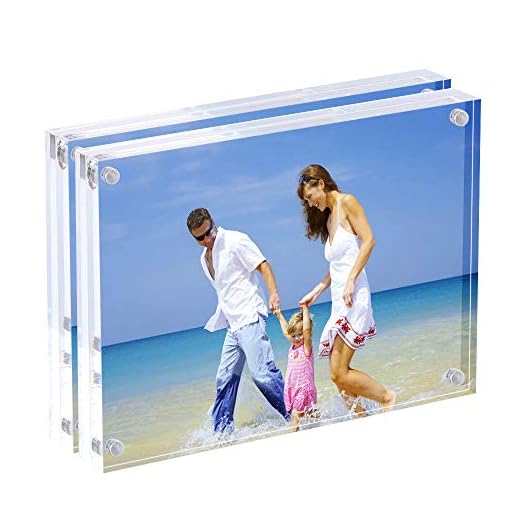 AMEITECH Cadres Photo acryliques 15 x 20 cm, Cadre Photo Bloc magnétique en Acrylique, écran Photo sans Cadre de Bureau - Lot de 2