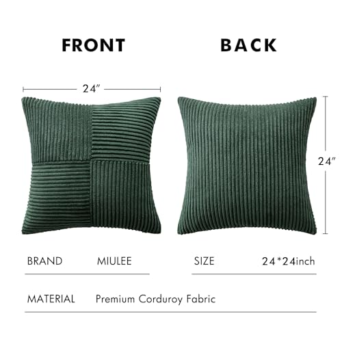Image of MIULEE Army Green Decorative Euro Sham Pillow Covers 24x24 Inch 2 Pack