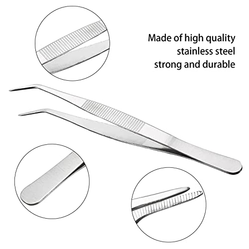 Long Straight Tweezers Bent Tweezers Blunt Tweezers 25cm/9.84in Stainless Steel Professional Non-Slip Angled Tweezers Set for Aquatic Pets Corals - Image 3
