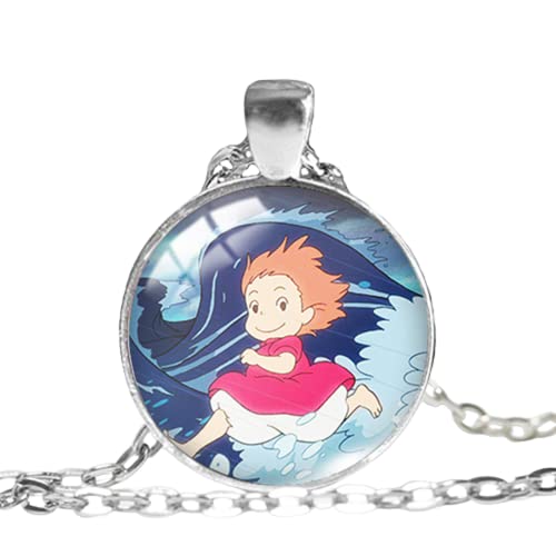 Ponyo sur la falaise Collier Pendentif Princesse Pendentif Rond Verre Photo Colliers, nan