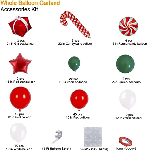 BONROPIN Christmas Balloon Garland Arch kit with Christmas Red White Candy Balloons Gift Box Balloons Red Star Balloons for Xmas Party Decorations - Image 4